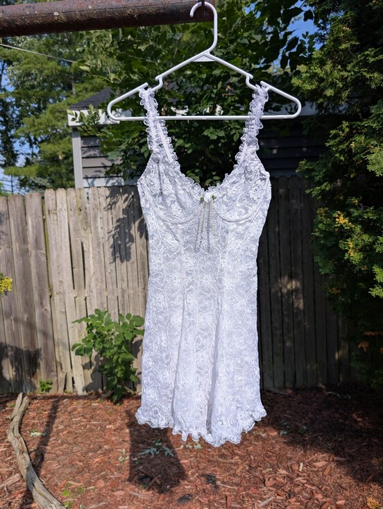 Intimo Other - Vintage SEARS Intimo Amore White Nylon Lace Nightgown Lingerie Slip Bridal Small